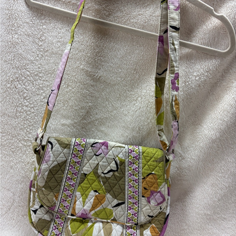 Vera Bradley Quilted Floral Crossbody - Green, Purple & Tan
